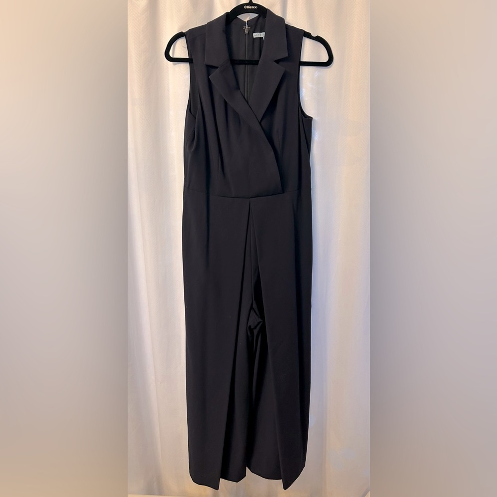 Antonio Melani Jumpsuit Blue Notched Lapel Sleeveless  Size 6